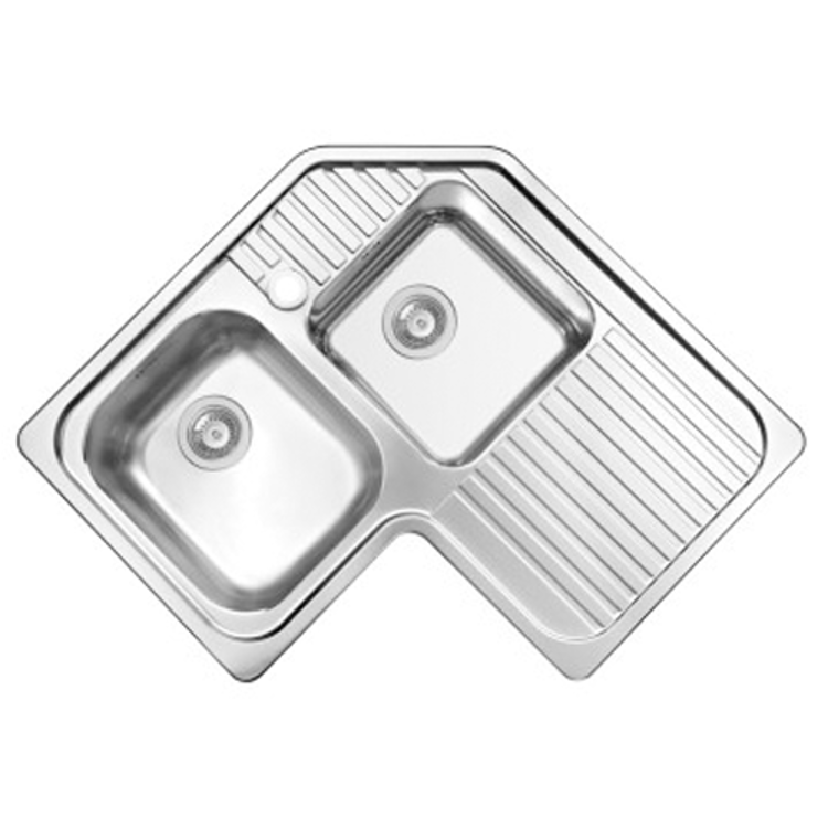 Picture of Kwikot Corner Double Bowl (LHB) Drop In 830 x 830 x 180