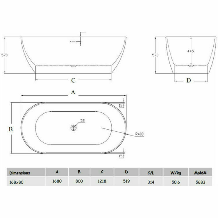 Picture of Duravit Trento Freestanding Bathtub 1680 x 800 mm