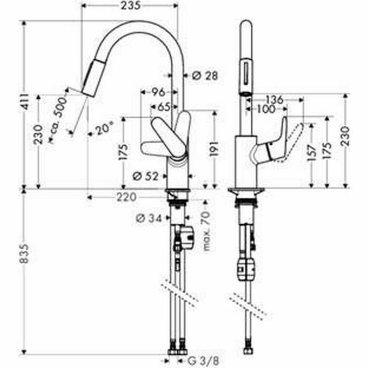 Picture of Hansgrohe Decor Single Lever Pull Out Kitchen Mixer