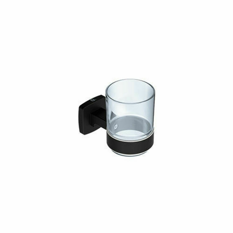 Picture of Liquid Red Integrity Glass Tumbler & Holder Blk