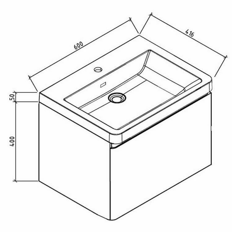 Picture of Milan 600 Single Drawer Vanity Combo