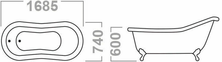 Picture of Salisbury Free Standing Slipper Bath 1685 x 740