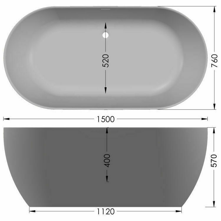 Picture of Zala Free Standing One Piece Acrylic Bath 1440 x 750 mm (Black)