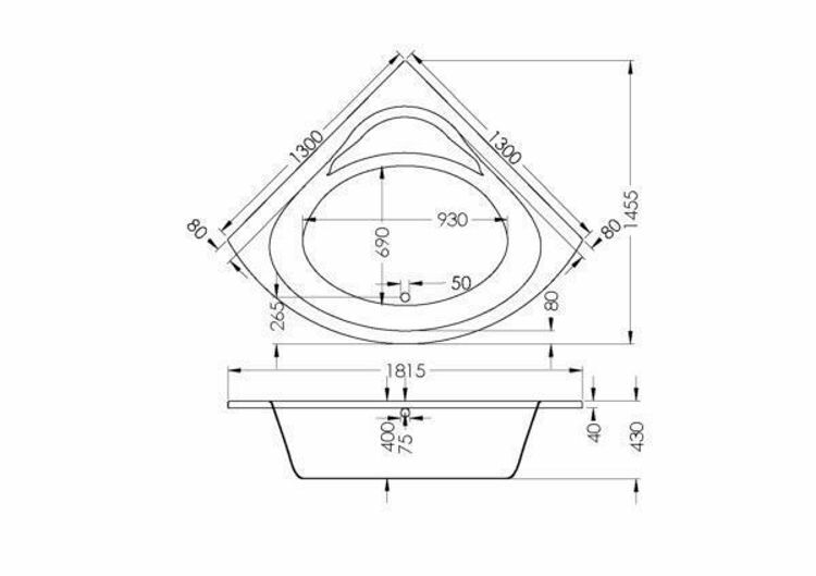 Picture of BALI CORNER BUILT-IN BATH 1300 x 1300 x 1830