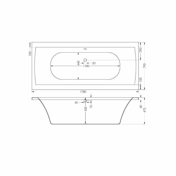Picture of Bergamo 1800 x 800 Built-In Acrylic Bath