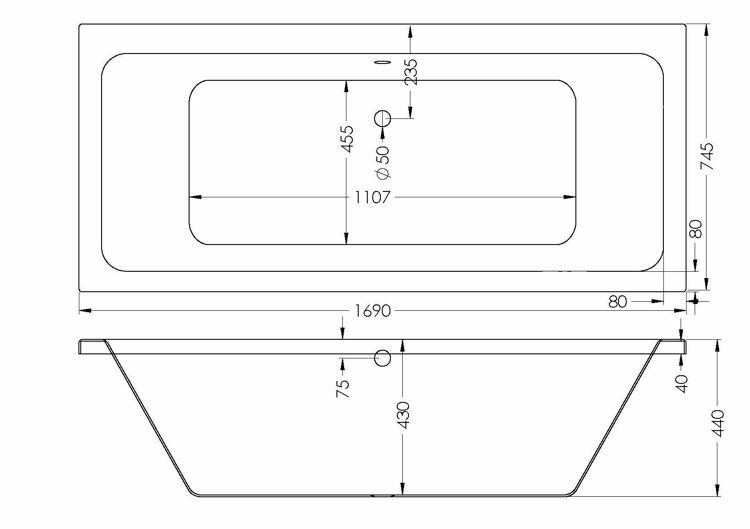 Picture of GRANADA RECT BUILT-IN BATH C/W 1700 x 750 MM
