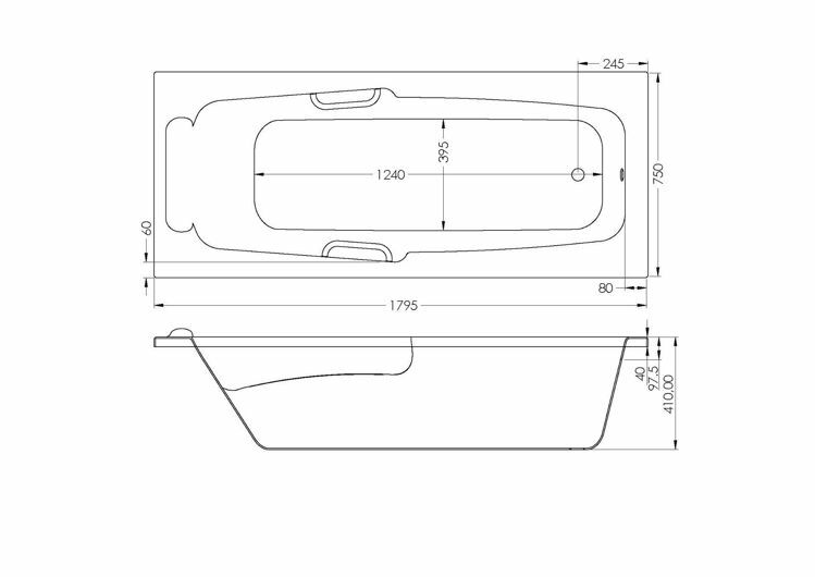 Picture of NEW YORK RECT E/W BATH 1790 x 750 (W/ HANDLES)