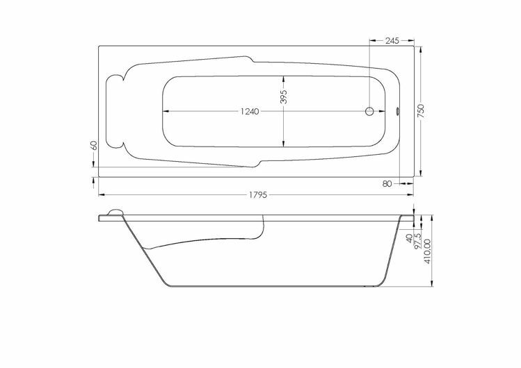 Picture of NEW YORK RECT E/W BATH 1800 x 750 (NO HANDLES)