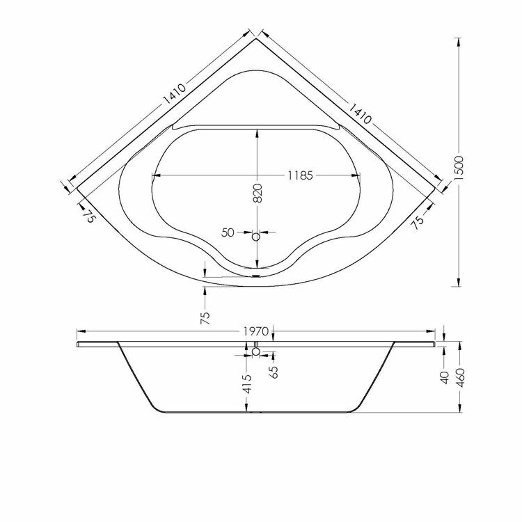 Picture of PALMAS CORNER BATH 1415 x 1415 x 2000