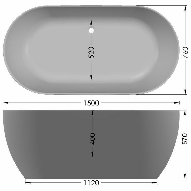Picture of Zala Free Standing One Piece Acrylic Bath 1440 x 750 mm (Black)