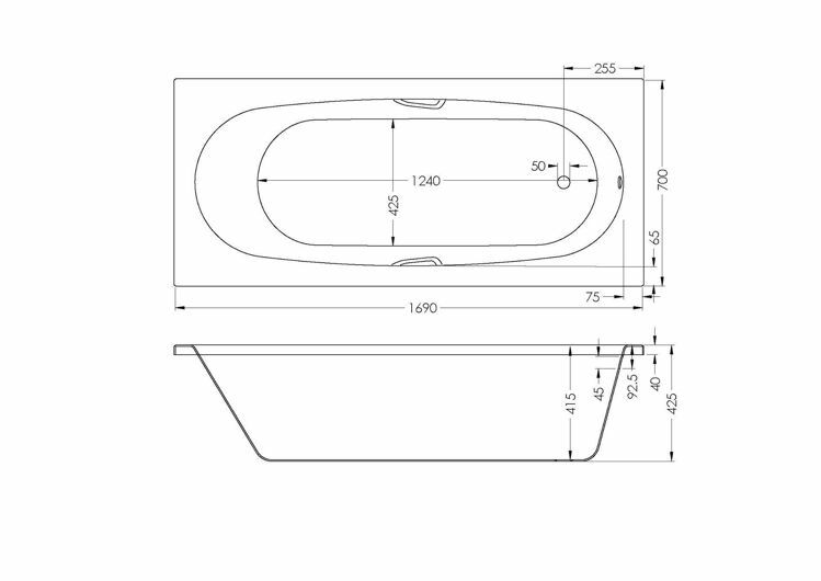 Picture of ARUBA BUILT-IN BATH 1700 x 700 (INCL HANDLES)